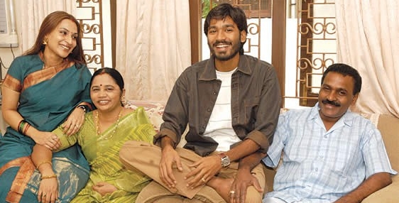 South Indian Actor Dhanush with Father Kasturi Raja, Mother Vijayalakshmi & Wife Aishwarya Rajinikanth Dhanush | South Indian Actor Dhanush Family Photos | Real-Life Photos