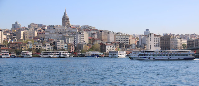 European side of Istanbul overseeing Sultanahmet area while cruising on Bosphorus tour along Bosphorus Strait near Galata Bridge with Sehir Hatlari Cruise in Istanbul, Turke European side of Istanbul overseeing Sultanahmet area while cruising on Bosphorus tour along Bosphorus Strait near Galata Bridge with Sehir Hatlari Cruise in Istanbul, Turke