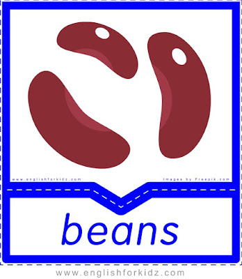 Beans - English flashcards for the fruits and vegetables topic