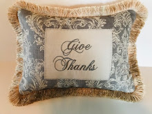 GIVE THANKS  Ivory/Grey linen blend