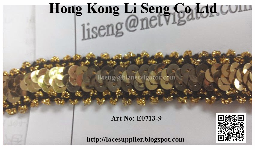 Golden Sequins Elastic Trims Manufacturer Wholesaler Supplier - " Hong Kong Li Seng Co Ltd "