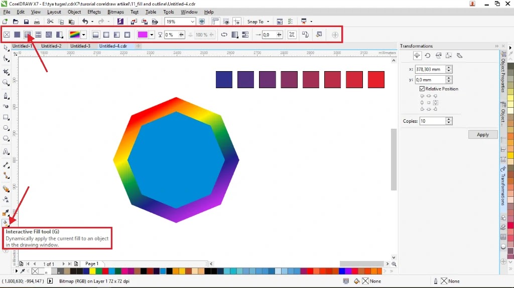 Cara mewarnai di corel draw