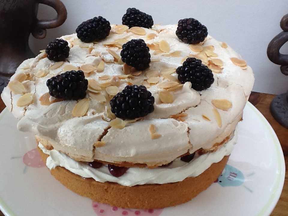 Yummy Mummy Blackberry & Almond Meringue Cake