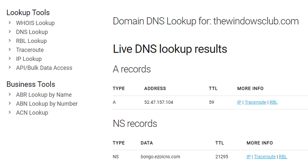 búsqueda de DNS whois