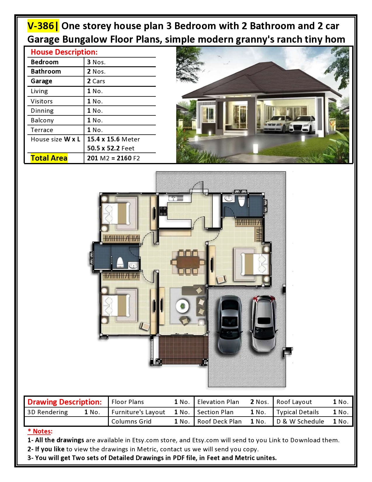 V387 Modern House Plans eBook in PDF file Bungalow