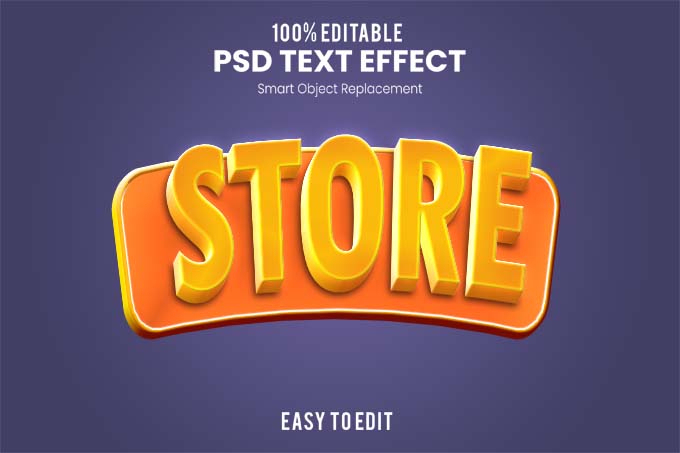 Store 3D Text Effect PSD Mockup