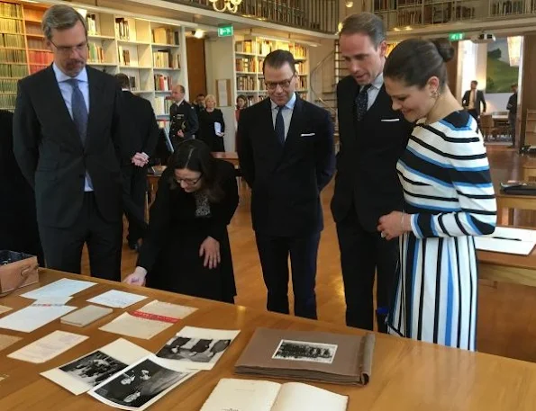 Crown Princess Victoria wore Dolce and Gabbana dress, By Malene Birger shoes, gold earrings