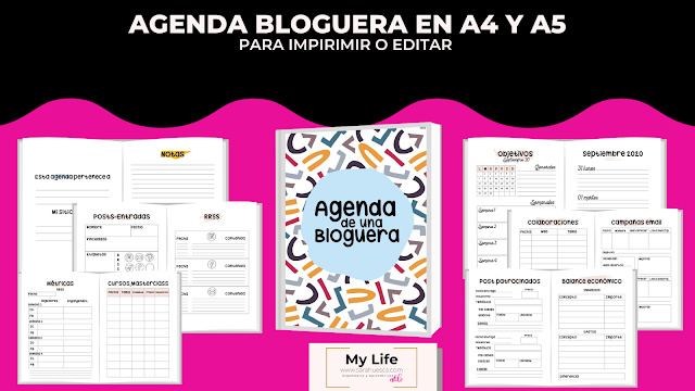 AGENDA, bloguera, 2020, 2021, editar, imprimir