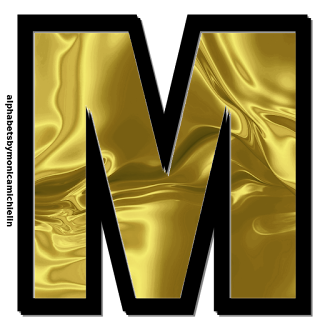 M. Michielin Alphabets: 11 - GOLDEN GLITTER ORNAMENT ALPHABET PNG