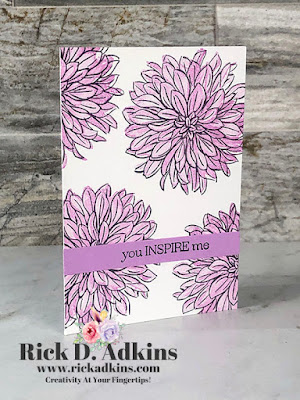 Find out how I created this simple stamping note card using the Delicate Dahlias Stamp Set Sale-a-bration 2021 by Rick Adkins