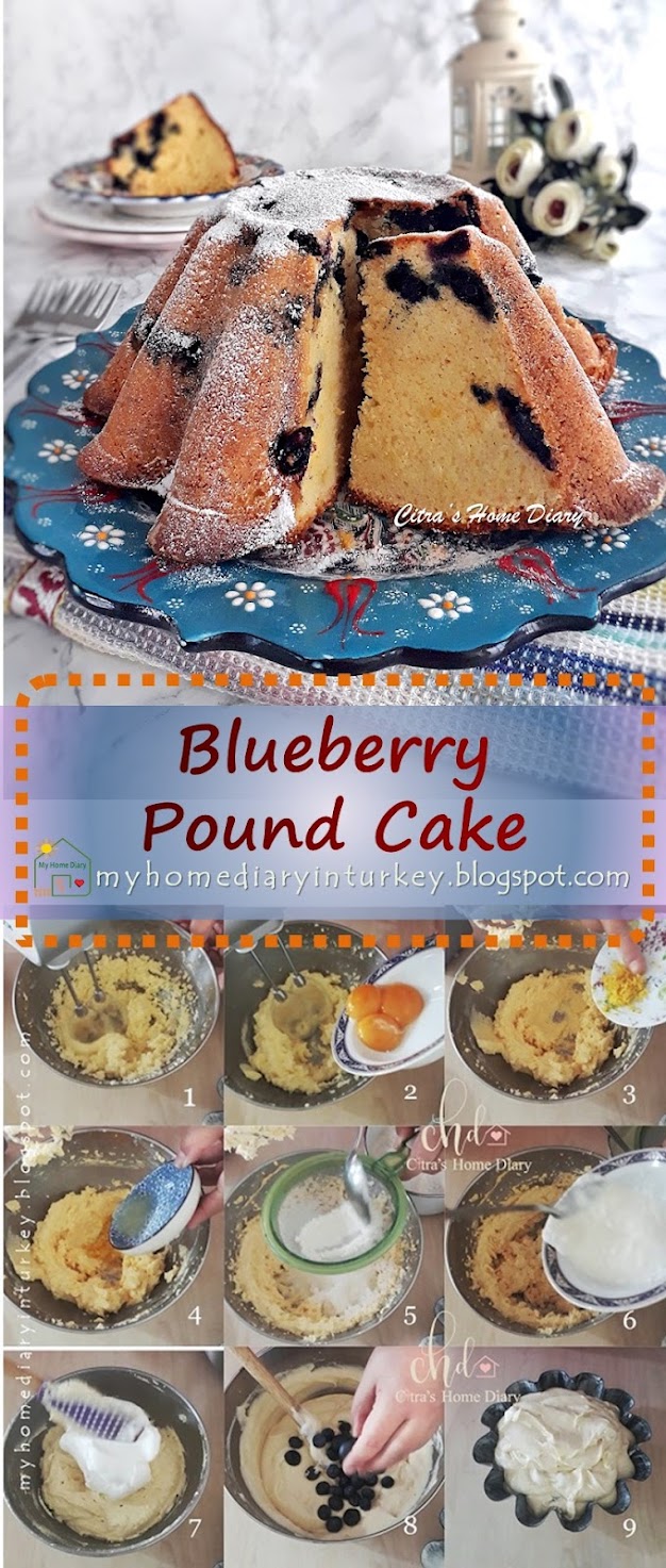 BLUEBERRY LEMON POUND CAKE. Best recipe with video | Çitra's Home Diary. #poundcake #blueberrycake #dessert #coffeecake #buttercake #cakefoodphotography #yabanmersinikek #lemonpoundcake