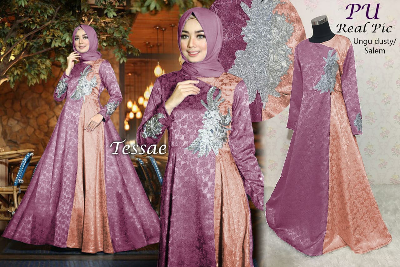 gambar gamis pengantin ungu