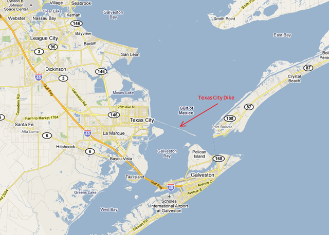 Texas City Dike - Texas City Dike Map