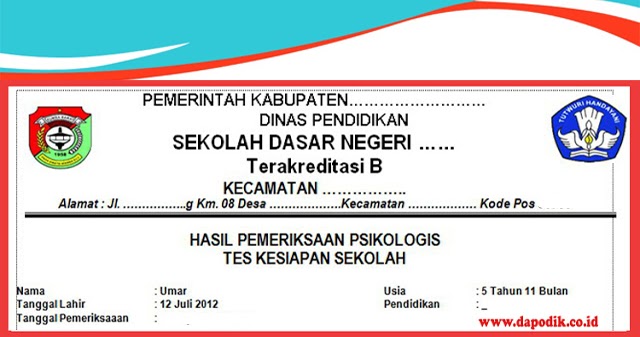 Surat Rekomendasi Psikolog Siswa Sekolah Dasar Sd Umur