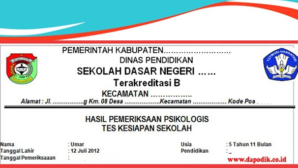 Surat Rekomendasi Psikolog Siswa Sekolah Dasar Sd Umur