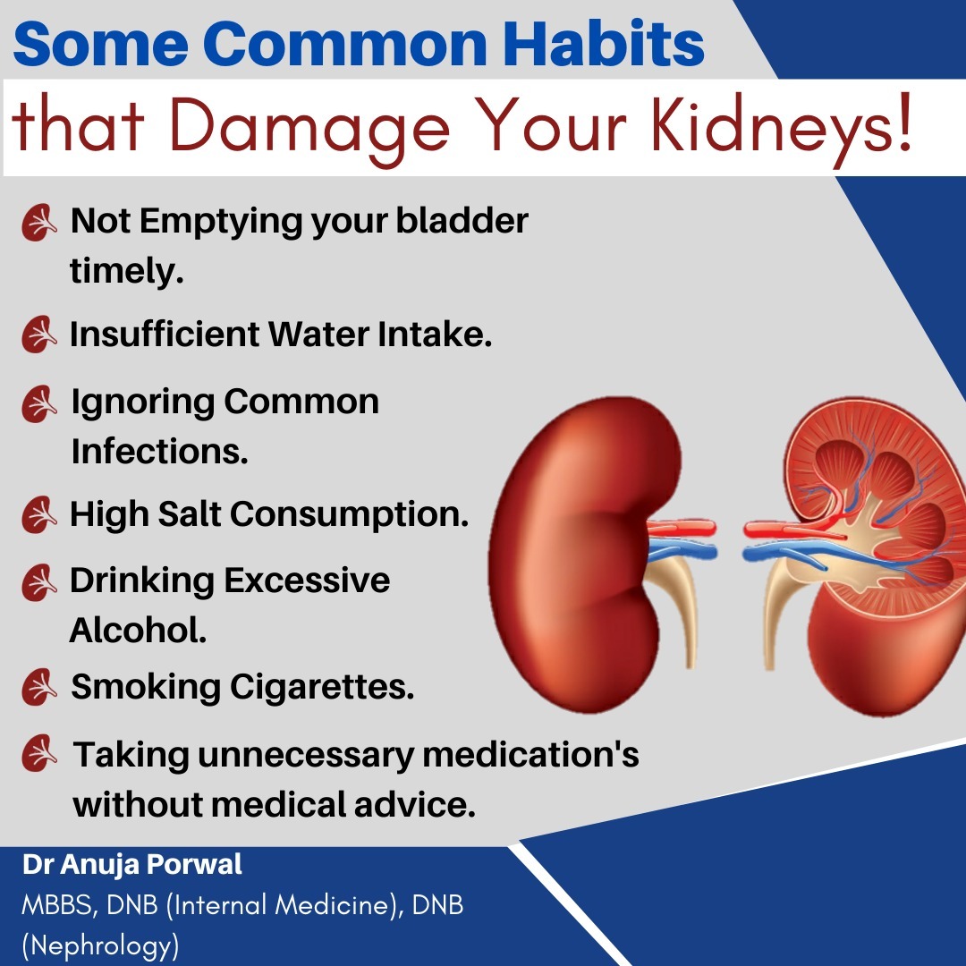 Dr. Anuja Porwal Nephrologist Some Common Habits that damage Your Kidneys
