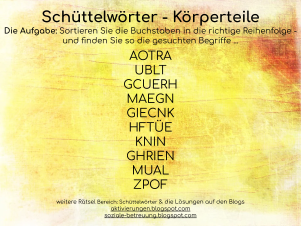 Suchrätsel Körperteile