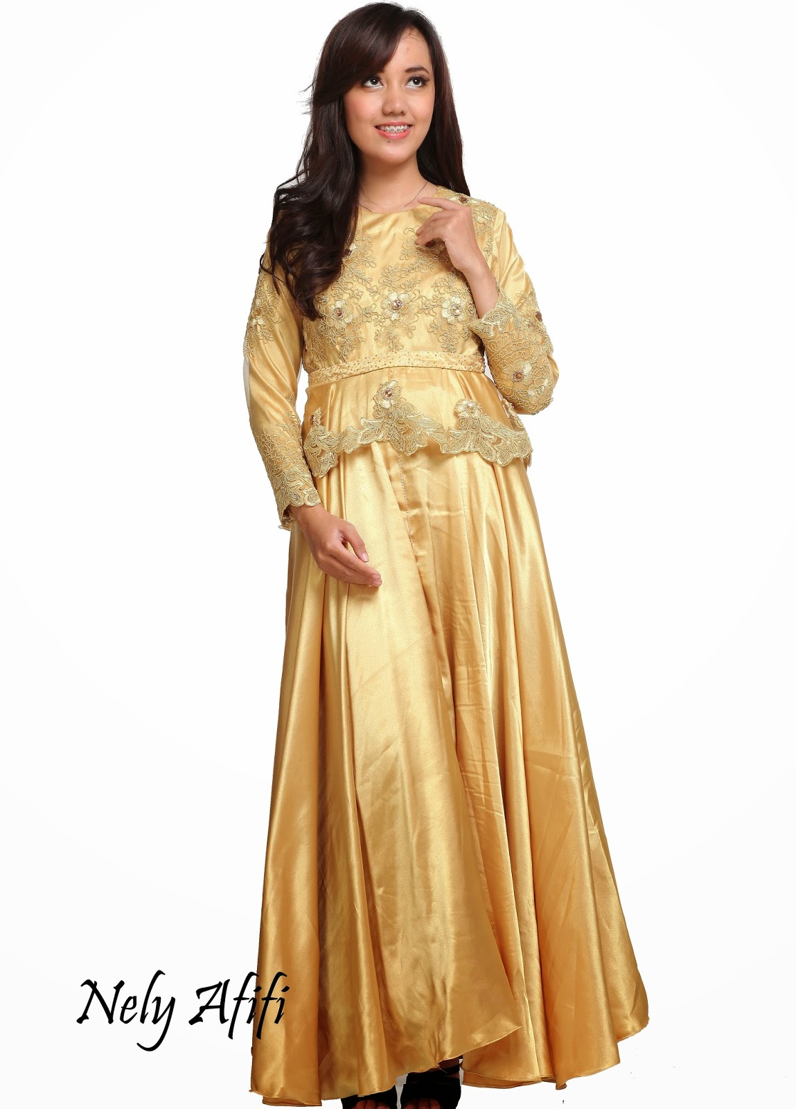 Nely Afifi Fashion Designer Baju  Pesta Longdress Brocade 