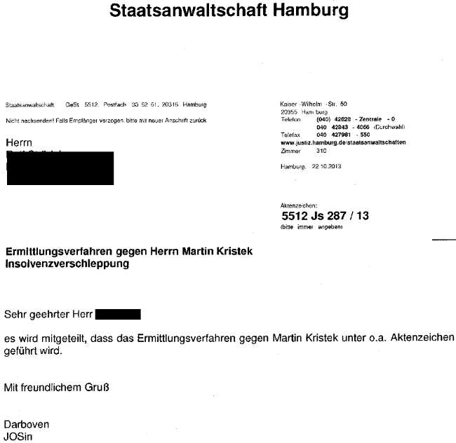 Kurzinfo Staatsanwaltschaft Hamburg ermittelt gegen CareEnergy / UPDATE Ermittlungsverfahren Kurzinfo Staatsanwaltschaft Hamburg ermittelt gegen CareEnergy / UPDATE Ermittlungsverfahren