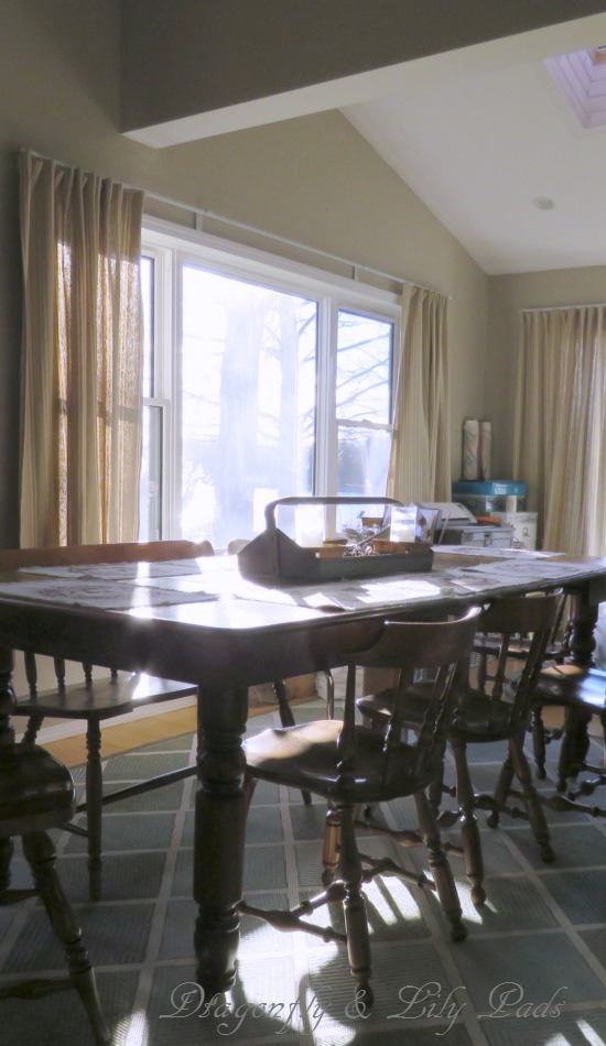 Our farm table was found at an estate sale and the chairs are roadside collections.