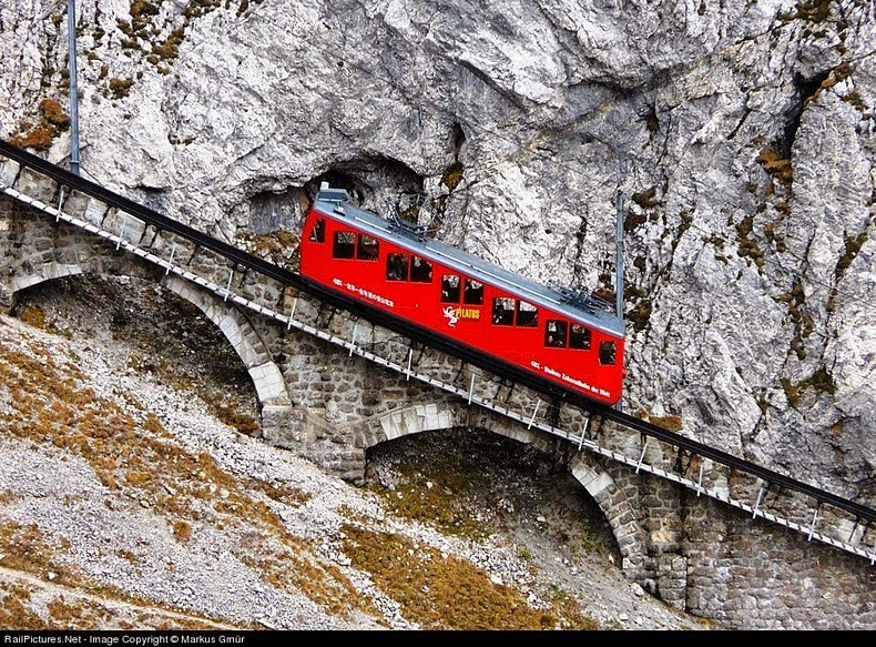 The World's Steepest Cogwheel Railway at Mount Pilatus The World's Steepest Cogwheel Railway at Mount Pilatus