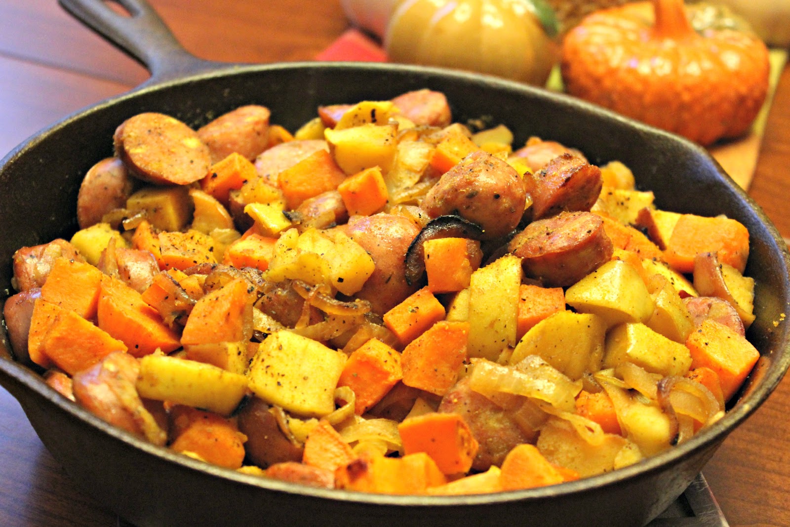 Enjoy Fall with this Easy, Healthy Sweet Potato and Sausage Skillet