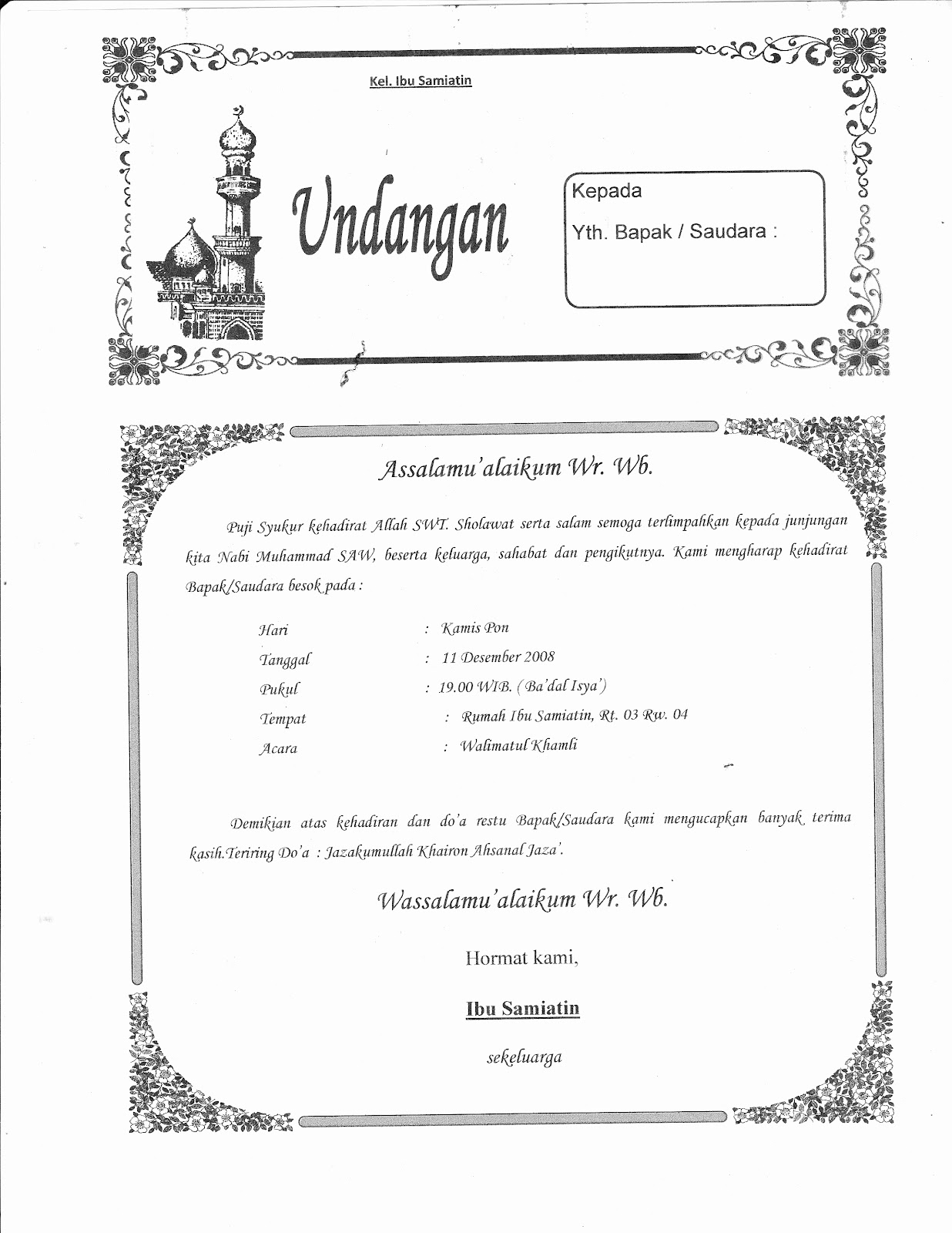 Model Undangan Komuni Pertama