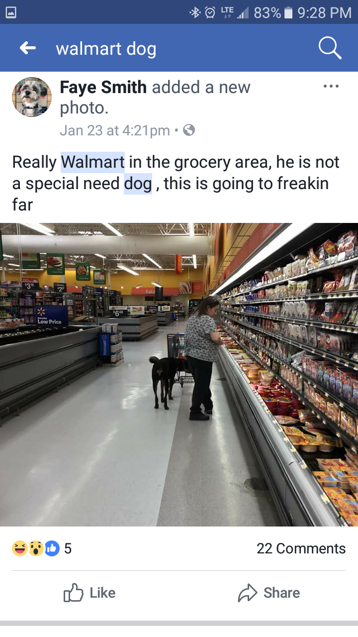 Can Service Dogs Go In Walmart