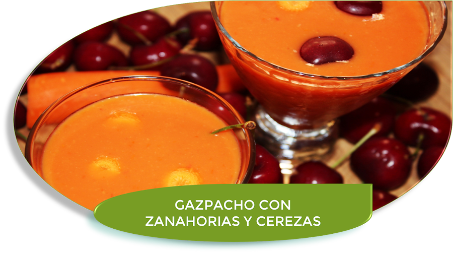 GAZPACHO CON ZANAHORIAS Y CEREZAS