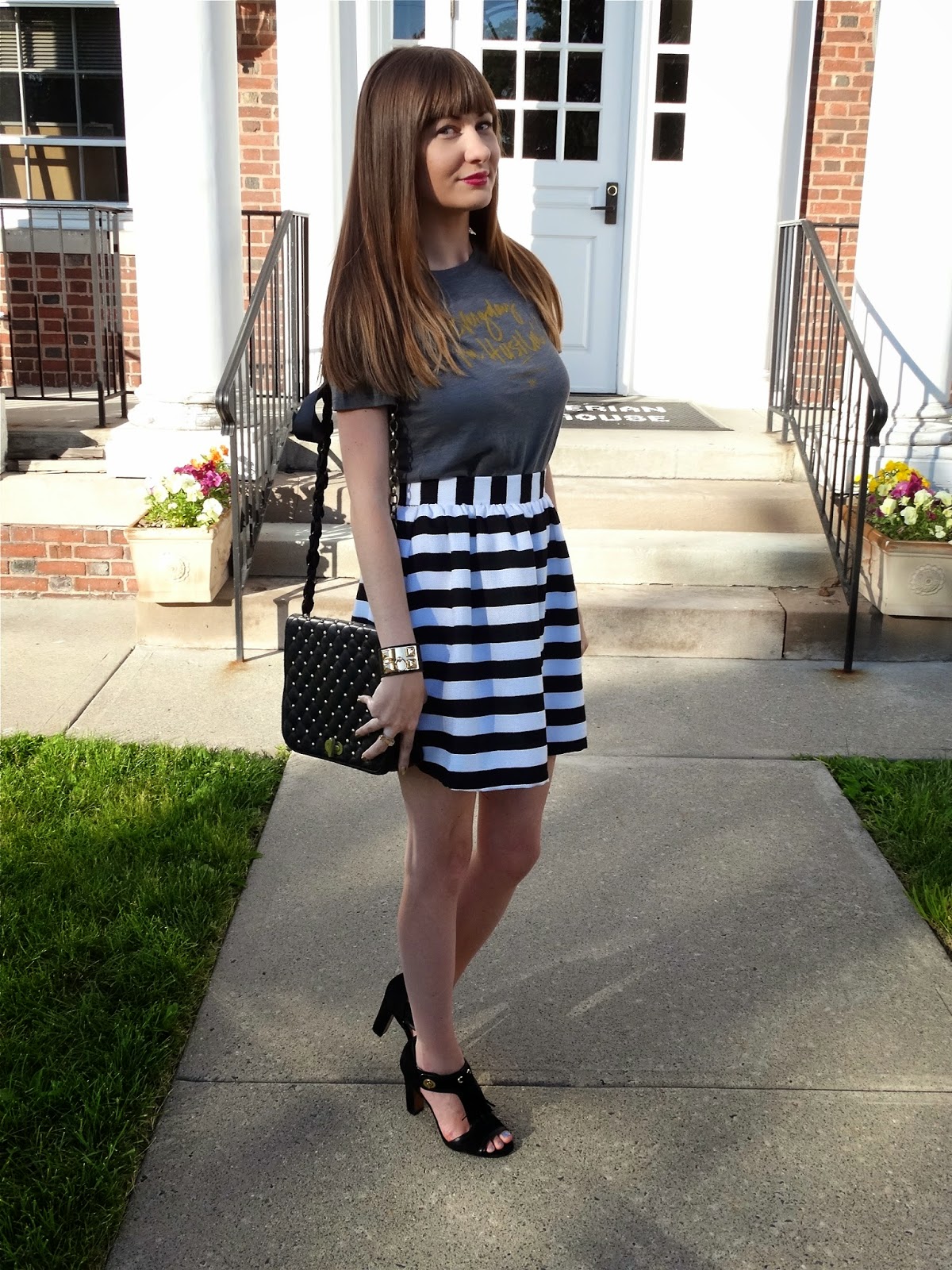What to wear with a striped skirt outfit idea | House Of Jeffers | www.houseofjeffers.com