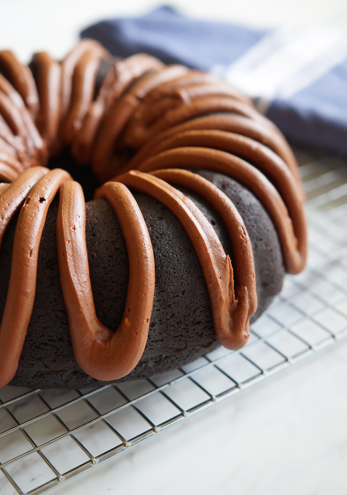 Chocolate Fudge Bundt Cake Bake at 350°