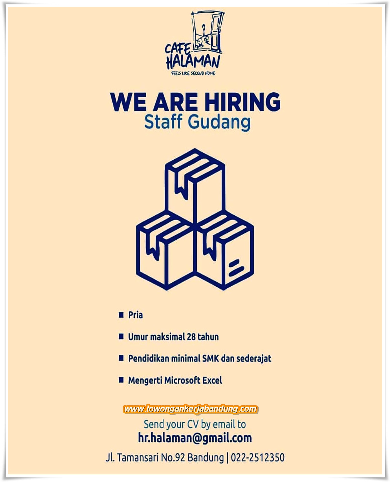 Lowongan Kerja Bandung Staff Gudang Cafe Halaman - Loker Bandung Hari