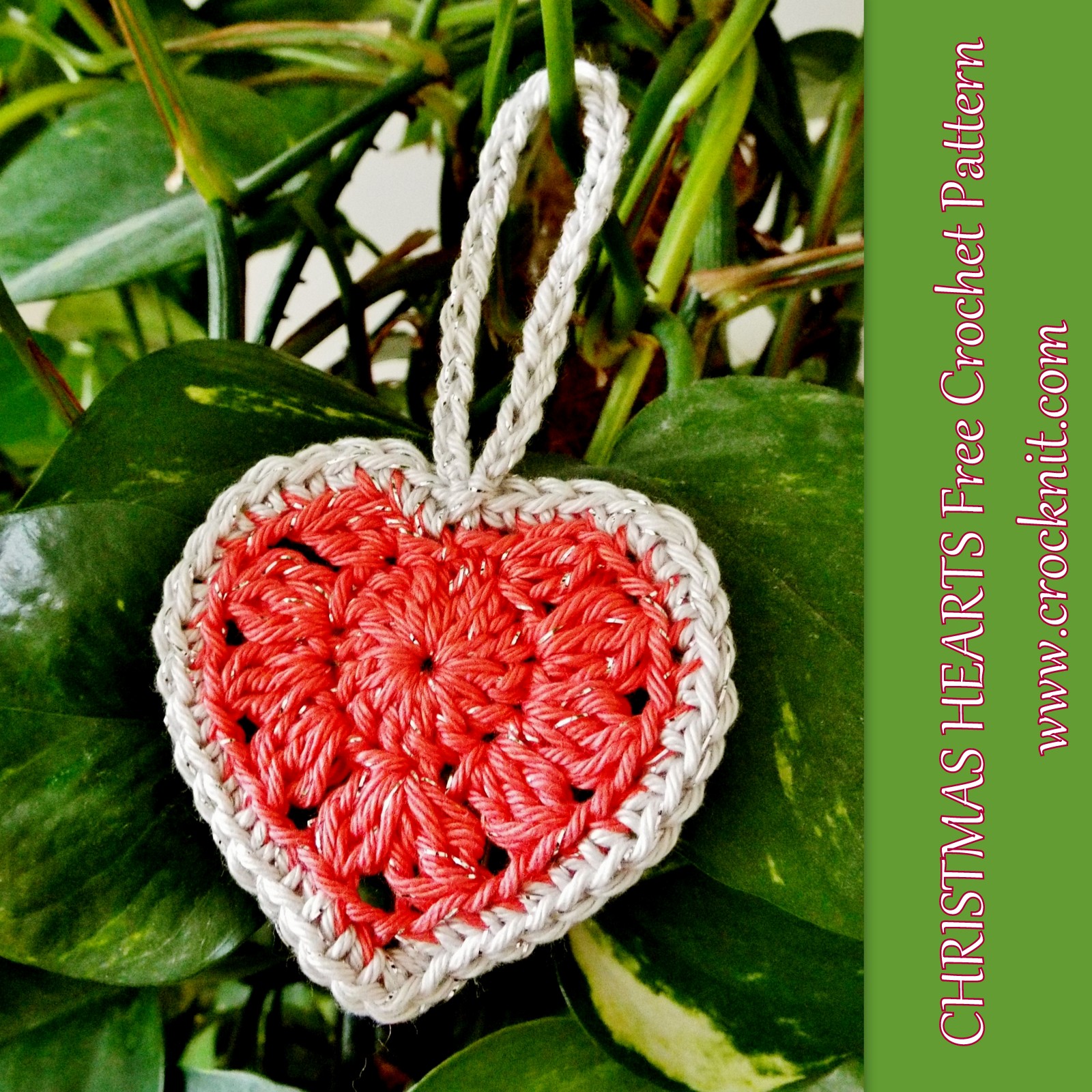 MICROCKNIT CREATIONS Christmas Hearts Free Crochet Pattern