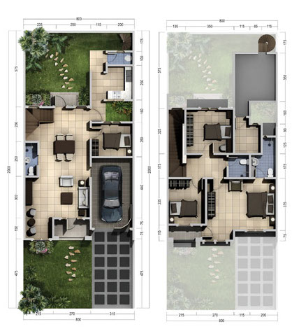 desain rumah 8 x 20 meter - sekitar rumah
