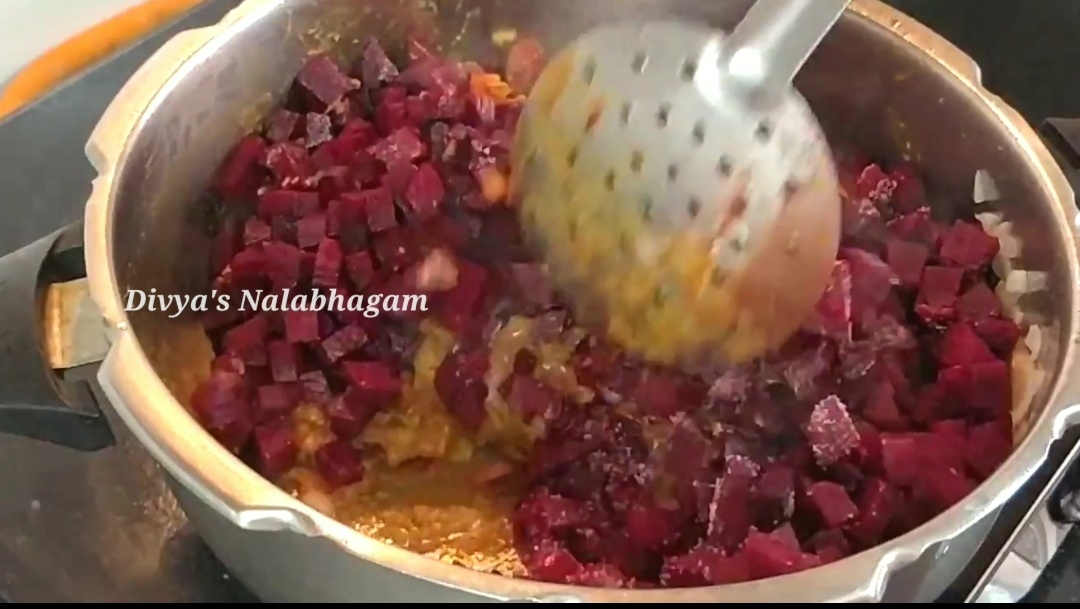 Beetroot Kurma In Pressure Cooker Beetroot Korma Divya's Nalabhagam