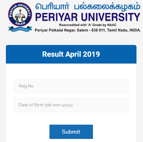 Periyar University Results April 2019