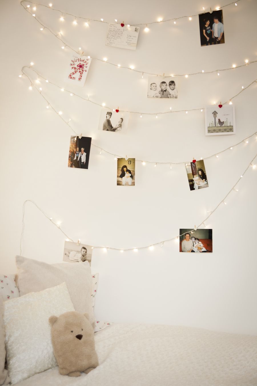 Fairy lights and photo hooks to brighten up the place.... Gotta remem