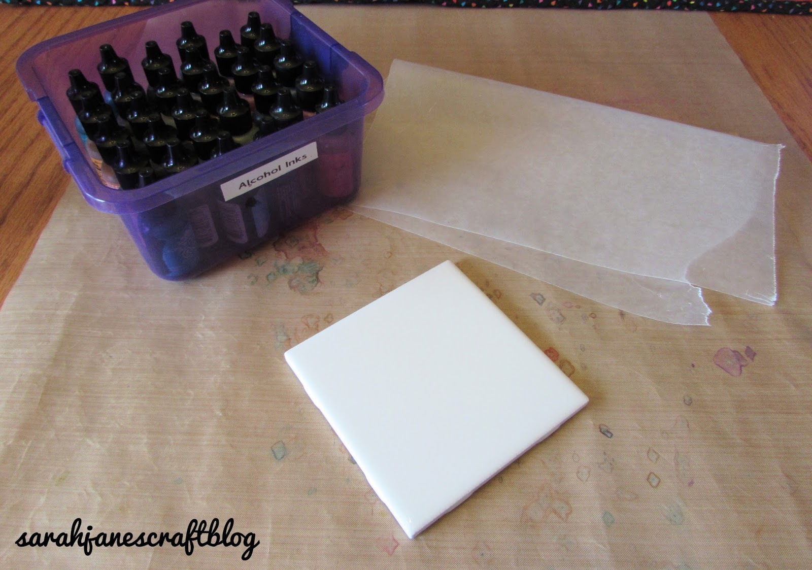 Applying Alcohol Ink with Wax Paper