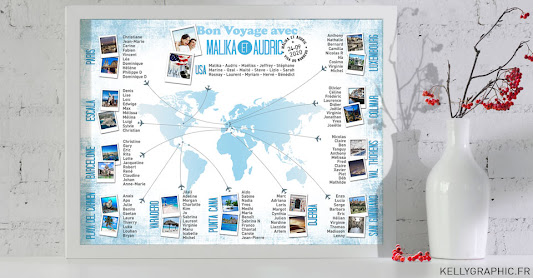 KellyGraphic Plan de Tables de Mariage : thème Voyage