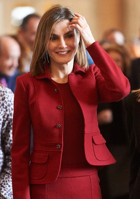 Queen Letizia of Spain attends a Working visit to the presentation of the improvements made in the Royal Palace of Madrid 