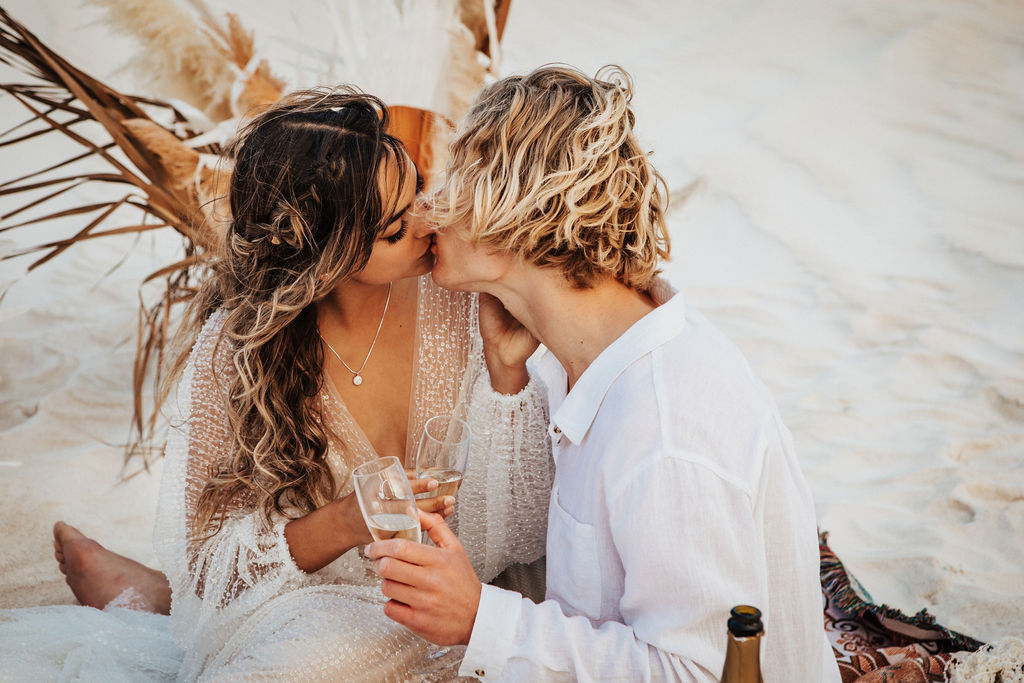to the aisle australia | run away with me boho styled shoot perth Jypsea photography perth weddings sand dunes elopement bridal gowns hair makeup florals styled boho