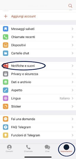 Impostazioni suonerie Telegram