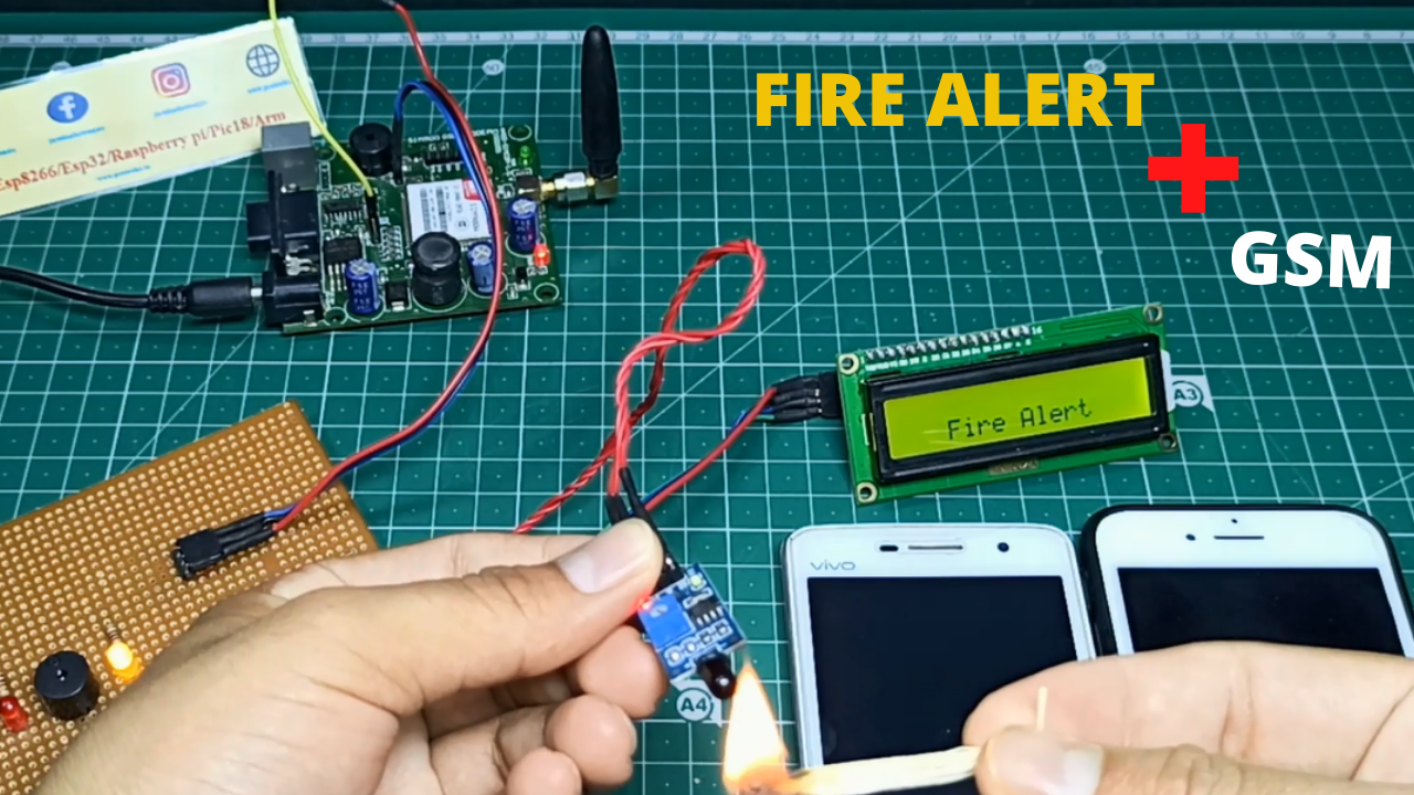 Arduino Fire Alarm System || With 16x2 Lcd