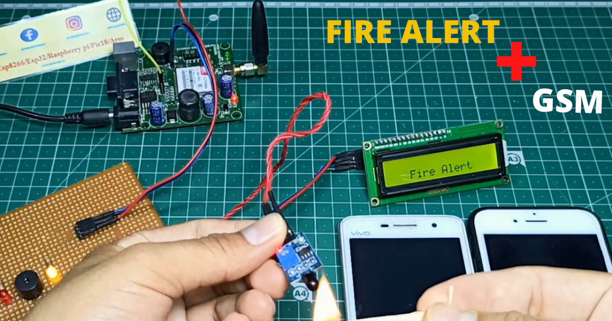 Arduino Fire Alarm System || With 16x2 Lcd