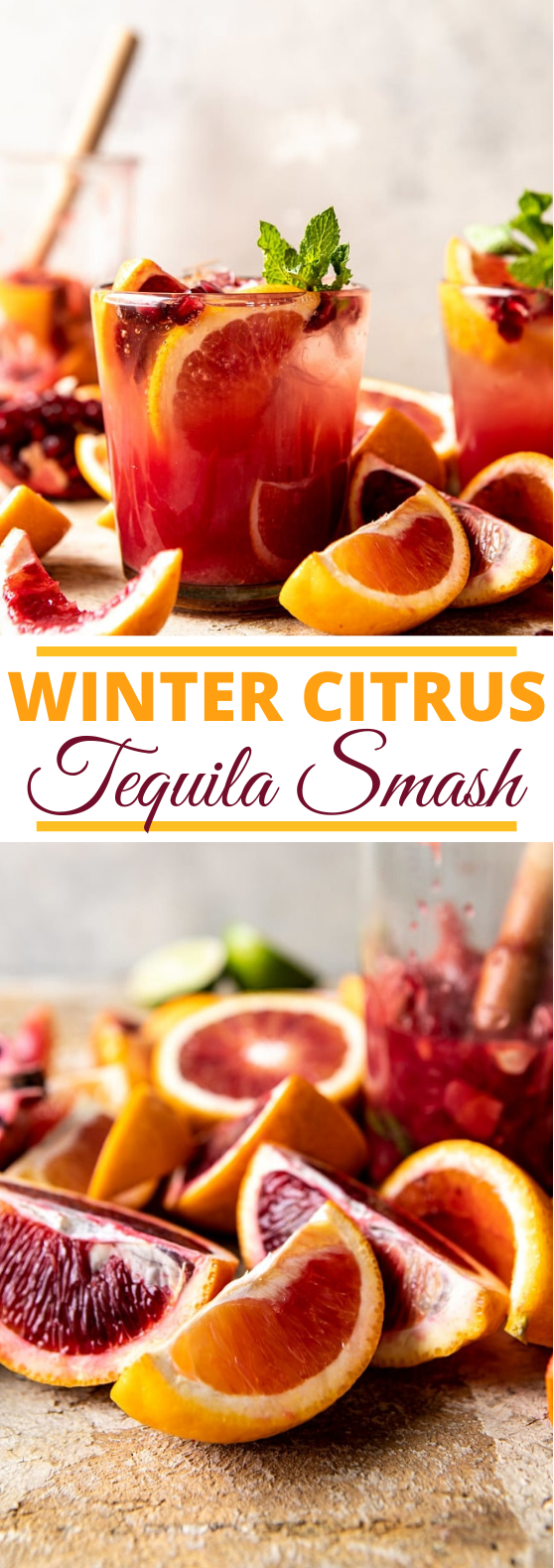 Winter Citrus Tequila Smash #drink #cocktails #tequila #winter #beverages
