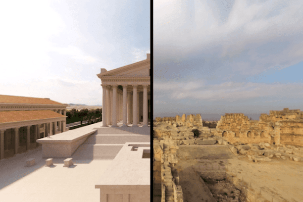 Το πριν και το σήμερα. Courtesy: Flyover Zone Productions and German Archaeological Institute Μπάαλμπεκ: On line περιήγηση στη δόξα και τον πλούτο της σπουδαίας Ηλιούπολης