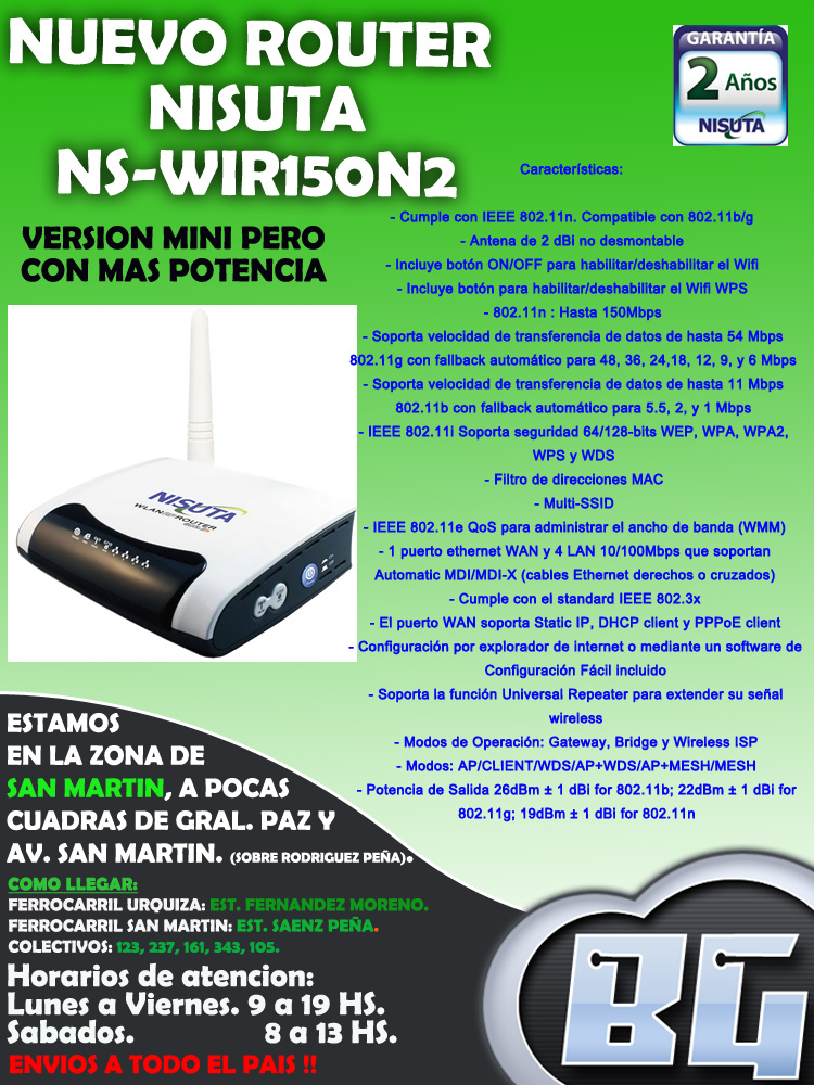 BAIGIN - Informática: ROUTER NISUTA NS-WIR150N2 VERSION MINI CON MAS ...