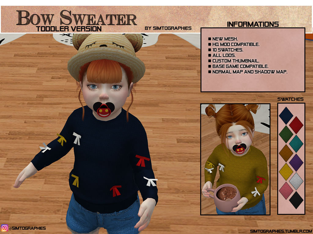 Bow Sweater (Toddler Version) NEW MESH Simtographies