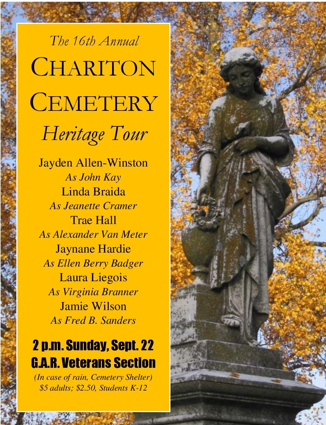 The Lucas Countyan Starring in the Chariton Cemetery Heritage Tour.