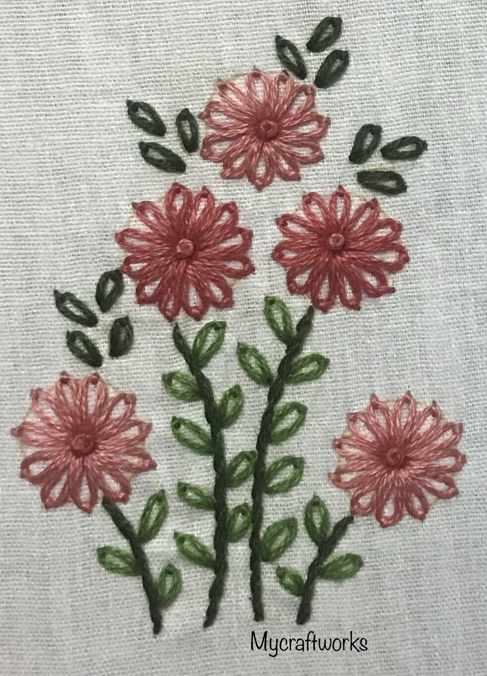 My Craft Works Embroidery Design Lazy Daisy Stitch Flower